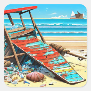 Personalisierter Strandbadevorsitzender Quadratischer Aufkleber