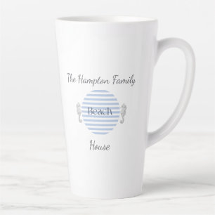 Personalisierter Strandhaus-Becher, blauer Küstens Milchtasse