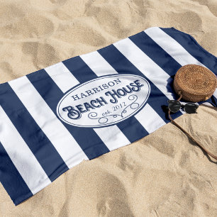 Personalisierter Strandhaus-Streifen Strandtuch
