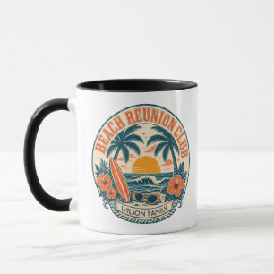 Personalisierter Strandtreffen-Club Retro-Sonnenun Tasse