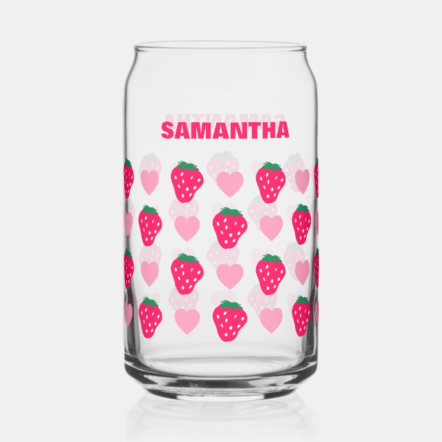 Personalisierter Strawberry & Hearts Mama Mutterta Dosenglas (Vorderseite)