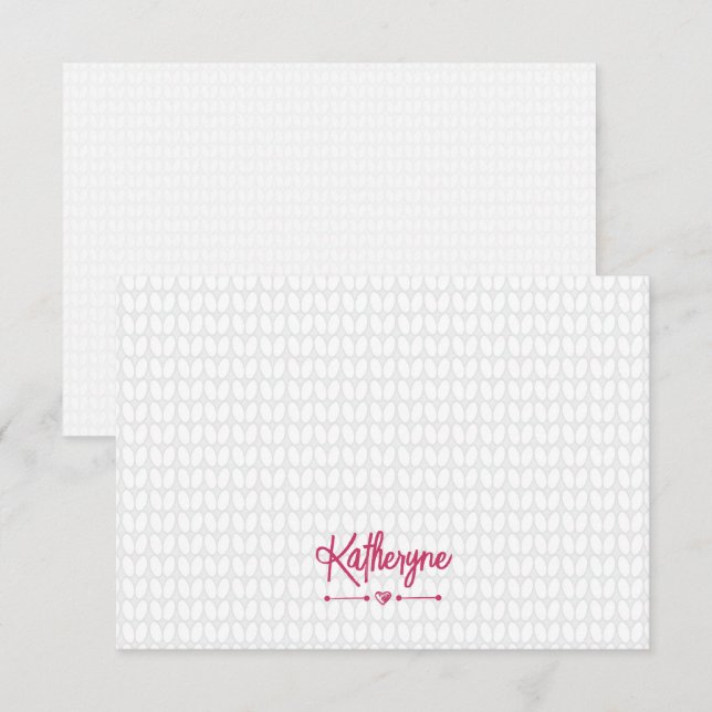 Personalisierter Strick Stitch-Karte (Hot Pink) Mitteilungskarte (Vorne/Hinten)