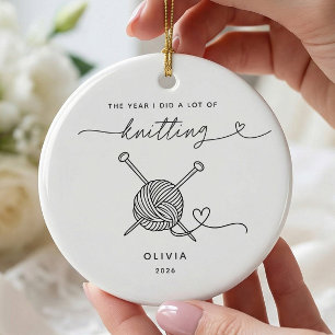 Personalisierter Strick-Weihnachtsschmuck Keramik Ornament