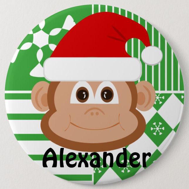 Personalisierter Strumpf des Weihnachtsmannes Button (Vorderseite)