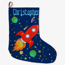 Personalisierter Strumpf für das Raketenschiff Großer Weihnachtsstrumpf
