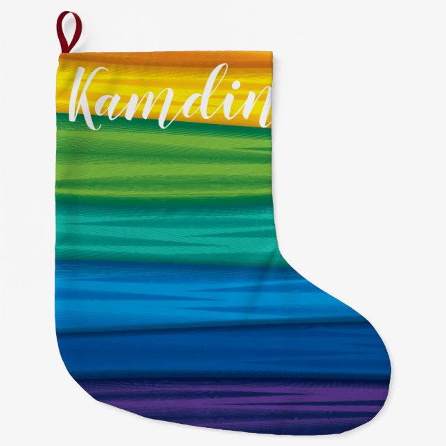 Personalisierter Strumpf lgbtq Regenbogenflagge Le Großer Weihnachtsstrumpf (Vorderseite)