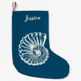 Personalisierter Strumpf mit blauer und weißer Mus Kleiner Weihnachtsstrumpf