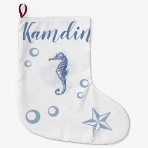 Personalisierter Strumpf Seepferd Ocean Beach Großer Weihnachtsstrumpf