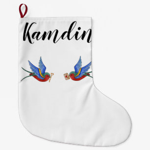Personalisierter Strumpf Traditionelles Vogel-Tatt Großer Weihnachtsstrumpf
