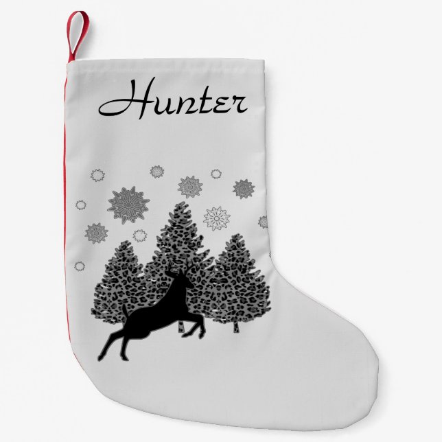 Personalisierter Strumpf Wildtiere Schnee Natur  Kleiner Weihnachtsstrumpf (Vorderseite)