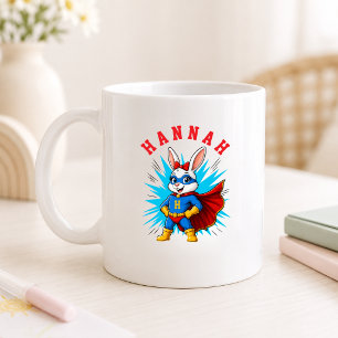Personalisierter Superhelden-Hasenmädchen-Name & I Kaffeetasse