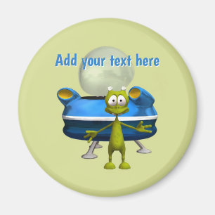 Personalisierter süßer Alien-UFO-Weltraum-Cartoon Magnet