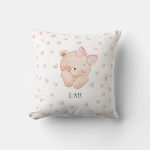 Personalisierter süßer Bär mit rosa Herzen Kissen
