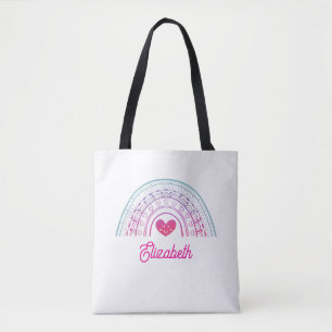 Personalisierter süßer bunter Boho-Regenbogen Tasche