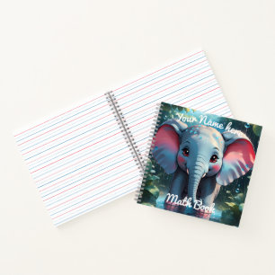 Personalisierter Süßer Elefant im Regen Notizbuch