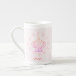 Personalisierter süßer Elefant Rosa Prozellantasse