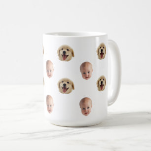 Personalisierter süßer Familien-Gesichtsmug mit 2  Kaffeetasse