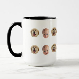 Personalisierter süßer Familien-Gesichtsmug mit 2 Tasse