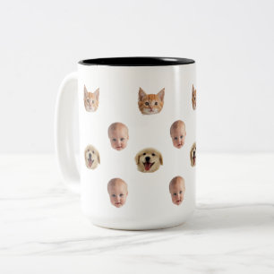 Personalisierter süßer Familien-Gesichtsmug mit 2 Zweifarbige Tasse