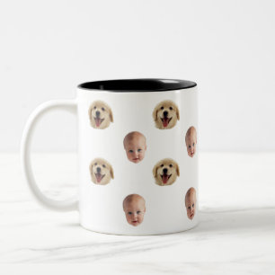 Personalisierter süßer Familien-Gesichtsmug mit 2 Zweifarbige Tasse