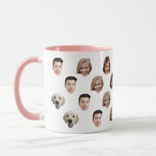 Personalisierter süßer Familien-Gesichtsmug mit 6 Tasse