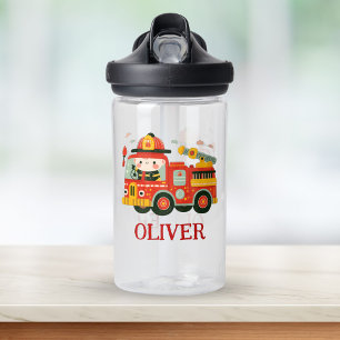 Personalisierter süßer Feuerwehrwagen und Feuerweh Trinkflasche