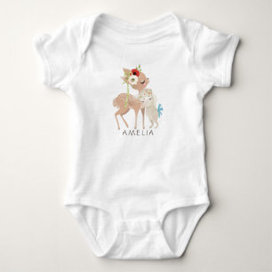 Personalisierter süßer Frühling-Hase-Reh-Ostern Baby Strampler