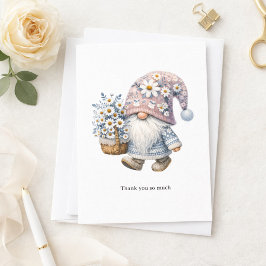 Personalisierter süßer Gänseblümchen-Gnom-Dankesch Mitteilungskarte