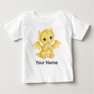 Personalisierter süßer gelber Drache mit Sternenla Baby T-shirt