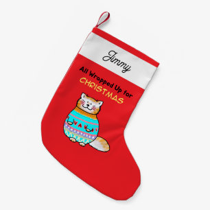 Personalisierter süßer Ginger-Katze Festtag Hausti Kleiner Weihnachtsstrumpf