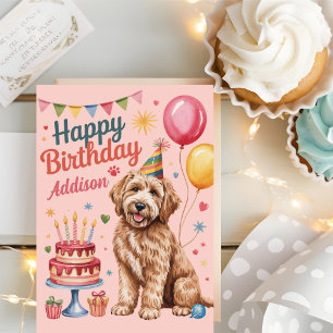 Personalisierter süßer Goldendoodle-Geburtstag Karte
