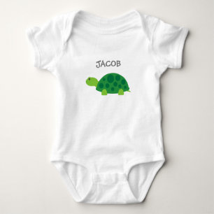 Personalisierter süßer grüner Schildkröten-Kinder- Baby Strampler