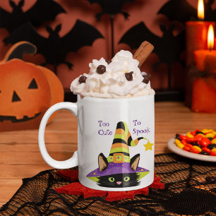 Personalisierter süßer Halloween-Hexen-Schwarzkate Kaffeetasse
