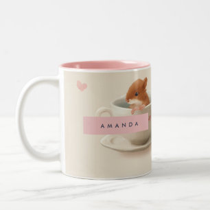 Personalisierter Süßer Hamster im Teetassen-Muster Zweifarbige Tasse