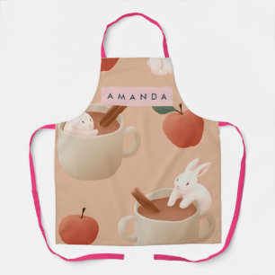 Personalisierter süßer Hase mit Apfelwein-Muster Schürze