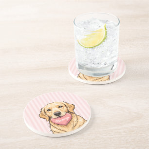 Personalisierter süßer Hund mit rosa Herz Getränkeuntersetzer