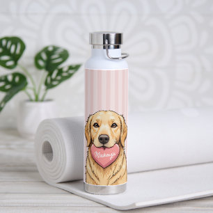 Personalisierter süßer Hund mit rosa Herz Trinkflasche