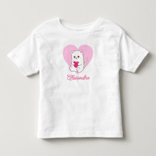 Personalisierter süßer Kawaii rosa Herz Katzenname Kleinkind T-shirt