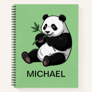 Personalisierter süßer Panda-Bär-Grün-Bambus Notizbuch