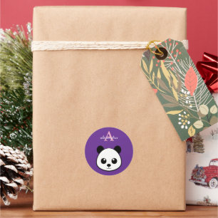 Personalisierter süßer Panda-Bär-Monogramm-Aufkleb Runder Aufkleber