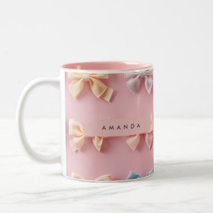 Personalisierter Süßer Pastell-Bogen-Anhänger Zweifarbige Tasse