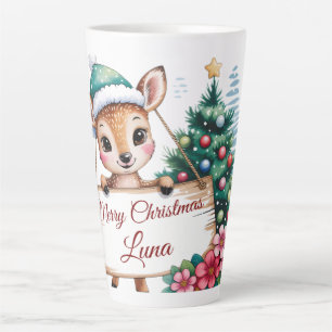 Personalisierter Süßer Rehkitz-Weihnachtsgruß Milchtasse
