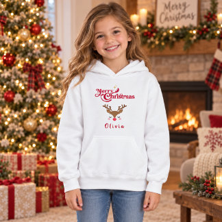 Personalisierter süßer Rentier Frohe Weihnachten Hoodie
