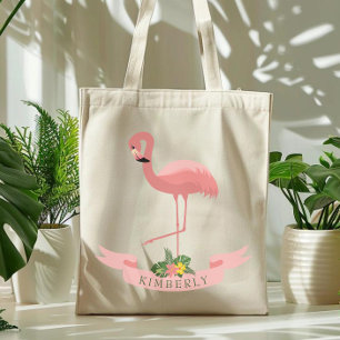 Personalisierter süßer rosa Flamingo Tragetasche