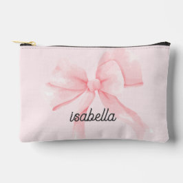 Personalisierter süßer rosa Schleife Mädchen Zubehörtasche
