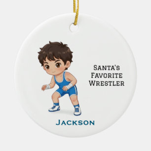 Personalisierter süßer Santas Lieblingsringer Keramik Ornament