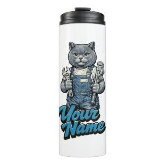 Personalisierter süßer Scottish Fold Katzenklempne Thermosbecher