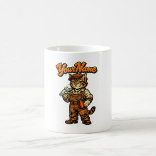 Personalisierter süßer Tabby-Kat-Mechaniker-Kaffee Kaffeetasse