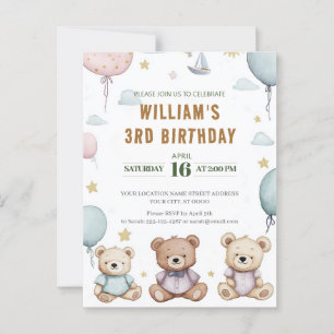 Personalisierter süßer Teddybär Geburtstag Postkarte