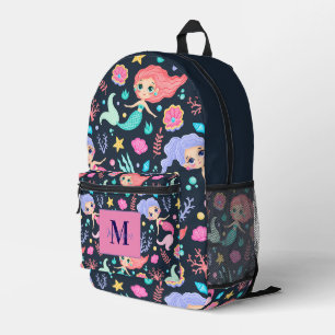Personalisierter süßer trendiger Meerjungfrau-Mono Bedruckter Rucksack